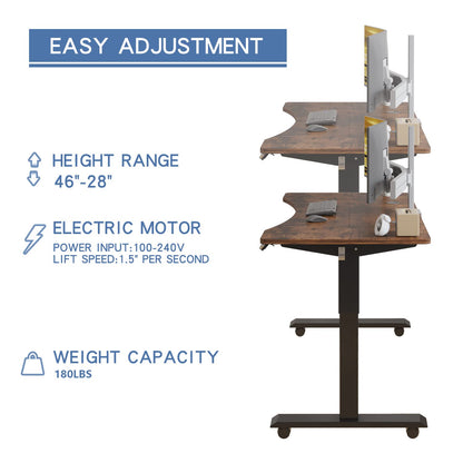 bilbil 55 x 30 Inches Curved Electric Standing Desk, Height Adjustable Sit to Stand Desk Home Office Desks with 4 Splice Boards, Casters with Brake, - WoodArtSupply