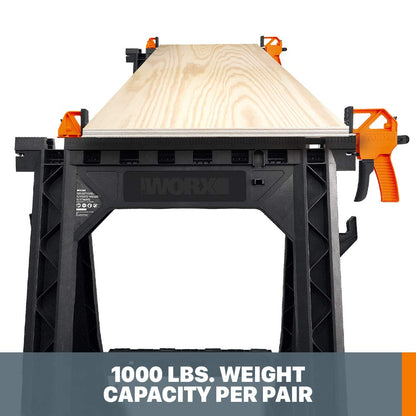 WORX WX065 Clamping Sawhorses with Bar Clamps - WoodArtSupply