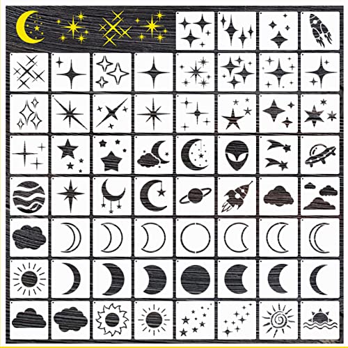 Star Cloud Moon Stencils for Painting Space Paint Stencil for Wall Card Making Art Craft Reusable Stars Template for Kids Drawing on Canvas Fabric yhslmh