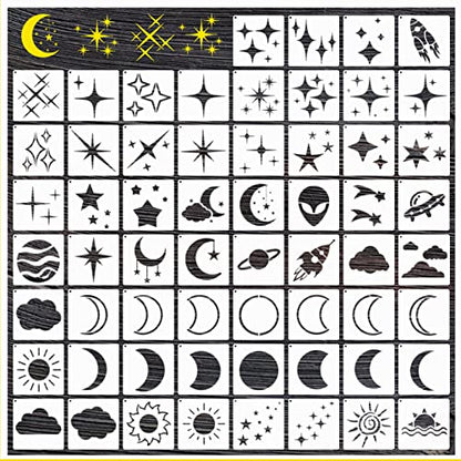 Star Cloud Moon Stencils for Painting Space Paint Stencil for Wall Card Making Art Craft Reusable Stars Template for Kids Drawing on Canvas Fabric - WoodArtSupply