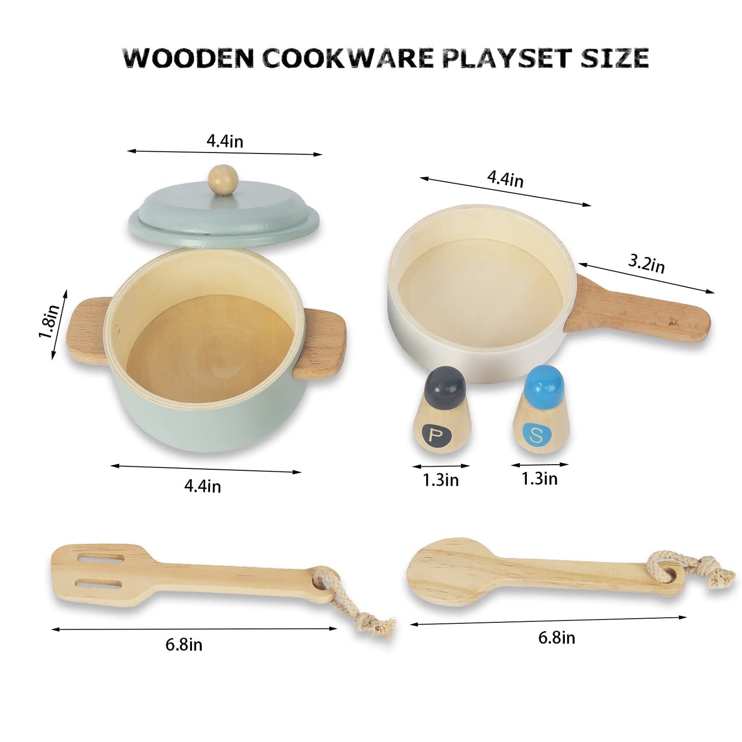 WoodenEdu Premium Toddler Play Kitchen Toys, Wooden Kitchen Utensils, Accessories for Pretend Play Kitchen Set, Montessori Learning Toy, Pretend - WoodArtSupply