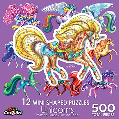 Cra-Z-Art - RoseArt - Mini-Shaped - Unicorns - 500 Piece Jigsaw Puzzle