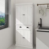 GOAWGO 72" White Freestanding Kitchen Pantry Cabinet with Adjustable Shelves and Drawer GOAWGO