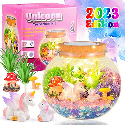 Unicorn Gifts for Girls - Light up Unicorn Terrarium Kit for Kids - DIY Unicorn Arts & Crafts Toy - Birthday Gifts for Kids Age 5 6 7 8-12 Year Old