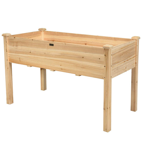 Giantex Raised Garden Bed, Wood Planter Box with Legs, Drain Holes, Elevated Garden Bed for Vegetables, Standing Garden Container Planter Raised Beds Giantex
