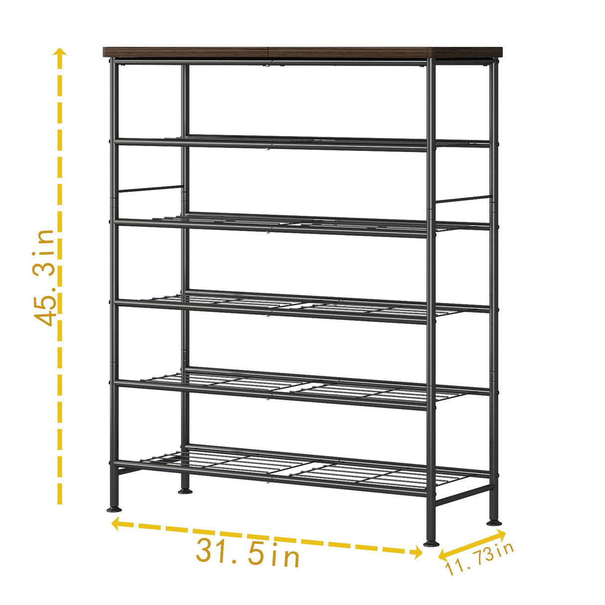 SUOERNUO Shoe Rack Organizer 6 Tier for Closet Entryway Free Standing Metal Storage Shoe Shelf with MDF Top Board，Black SUOERNUO