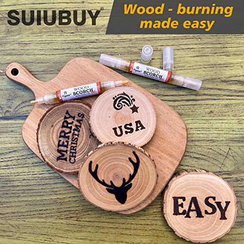 SUIUBUY Scorch Pen Marker - 2 PCS Wood Burning Pen Tool with Replacement Tip, Chemical Wood Burner Set for Burning Wood, Do-it-Yourself Kit for Arts - WoodArtSupply