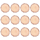 VOSAREA 12pcs Natural Wood Slices, Unfinished Wood Bark Slices Log Circles Round Natural Wood Coasters Christmas Wood Ornaments for Painting Coasters VOSAREA
