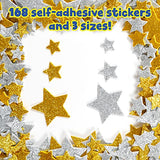 READY 2 LEARN Glitter Foam Stickers - Silver and Gold Stars - Pack of 168 - Self-Adhesive Stickers - Stickers for Scrapbooks and Cards READY 2 LEARN