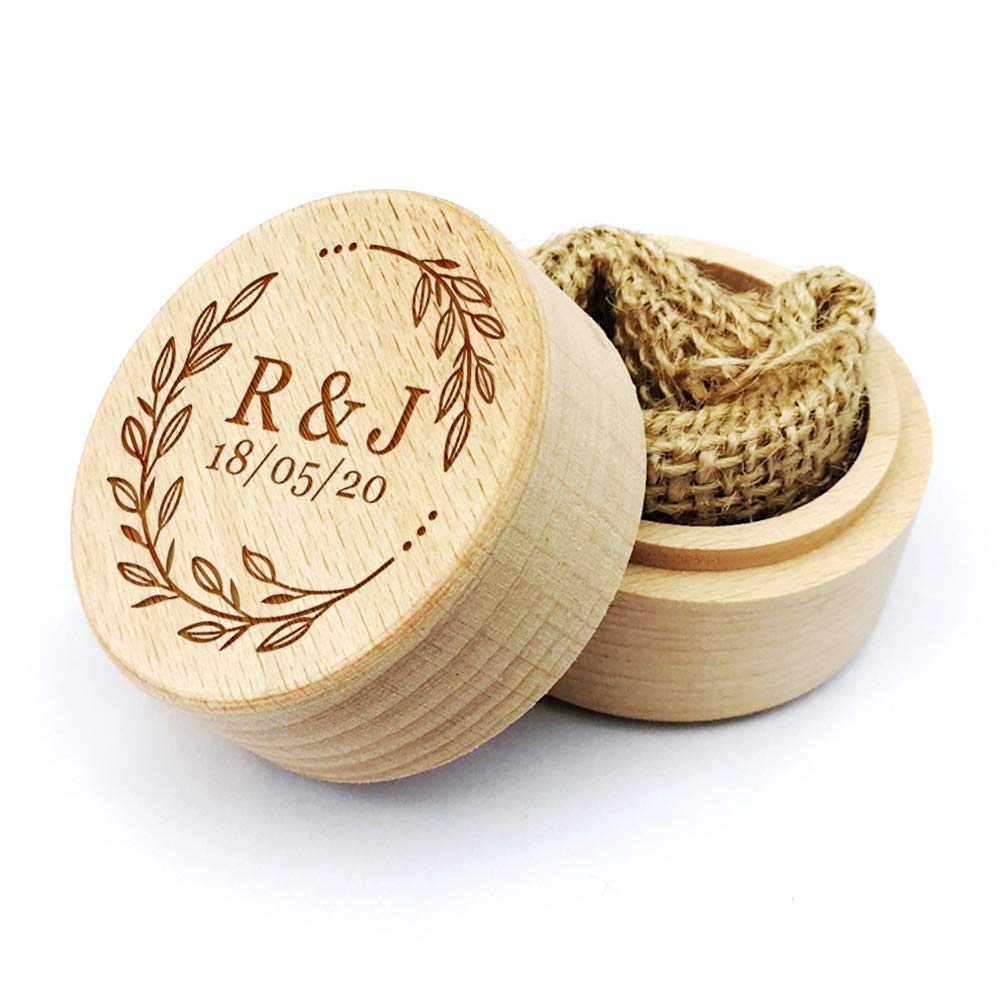 Personalized Ring Box Wedding Ring Box for Anniversary Wedding Engagement Personalized Gifts Wood Proposal Ring Box for Women Men Boyfriend Couple EDSG