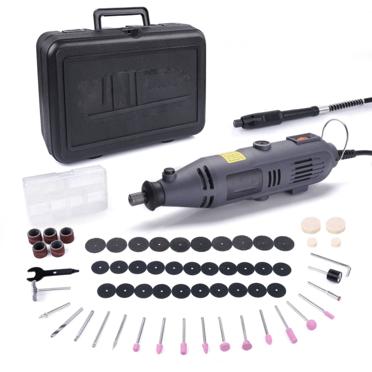 Rotary Tool with Flex Shaft, 135W Power Variable Speed and 60 Accessories Perfect for Home Improvement and Crafting Projects
