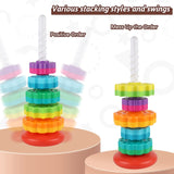 JUXUE Baby Spinning Stacking Toys for Toddlers 1-3, Rainbow Ring Stacker Montessori Toys for Babies 6-12 Months, 1 2 3 One Year Old Girl Boy JUXUE