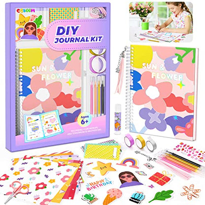 CGBOOM DIY Journal Kit for Girls Ages 8-12, Diary Craft Set for Teen Age Kids,Ideal Gift Scrapbook & Diary Supplies Set for Tween Girls