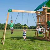 Backyard Discovery Mount McKinley All Cedar Wood Swing Set, Playground for All Kids Age 3-10, Rock Wall, Wave Slide, Fort, Double Rock Climber and Backyard Discovery