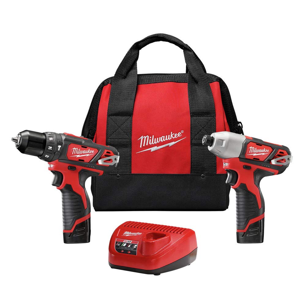 Milwaukee 2497-22 M12 12V Cordless Lithium-Ion 2-Tool Combo Kit Hammer Drill & Impact Driver Milwaukee