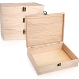 4 Pcs Unfinished Wooden Box with Hinged Lid and Front Clasp Rectangle Wood Box Wooden Storage Box Keepsake Box Natural DIY Craft Stash Boxes for Gift Yookeer