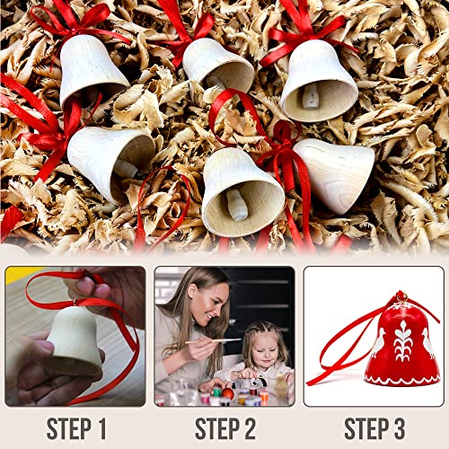 Unfinished Wooden Figures Bell Shape for Art Projects 10 pcs - Paint Your Own Wooden Ornaments - Unfinished Wood Crafts Bells DIY Christmas Ornaments AEVVV
