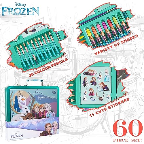 Disney Frozen Kids Art Set 40 Plus Pieces Kids Colouring Sets Paints Colouring Pencils Markers Crayons Gifts for Girls (Blue/Multi) Disney