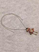 joymiao Wood Pendant Necklace Steampunk Necklace Chunky Gold Necklace Western Long Wooden Neckalce Hippie Choker Necklaces for Women joymiao