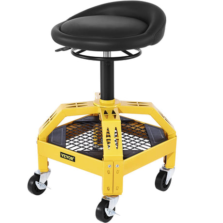 VEVOR Rolling Garage Stool, 300LBS Capacity, Adjustable Height from 24 in to 28.7 in, Mechanic Seat with 360-degree Swivel Wheels and Tool Tray, for VEVOR