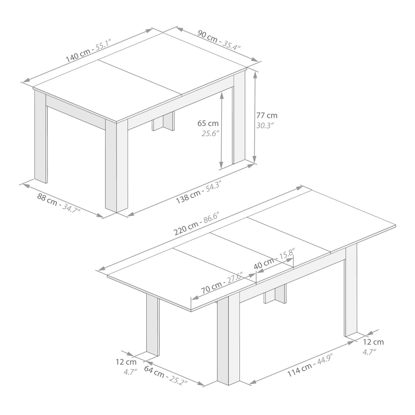 Mobili Fiver, Easy, Extendable Dining Table, Oak, Made in Italy - WoodArtSupply