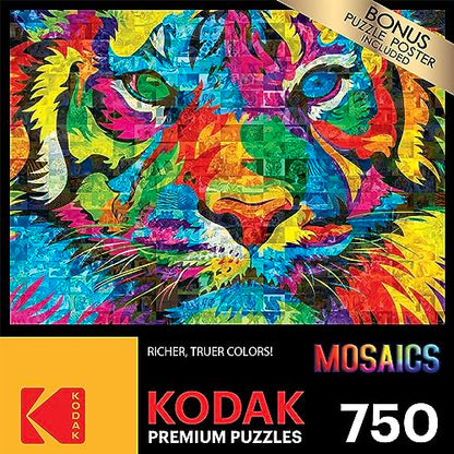 Cra-Z-Art - RoseArt - Kodak Premium Mosaics - Rainbow Tiger - 750 Piece Jigsaw Puzzle - WoodArtSupply