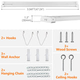 OOOLED 4FT Linkable 42W 4800LM 5000K LED Ceiling Lights for Garages, Pull Chain ON/Off, Linear Work Light Fixture with Plug, 2 Pack OOOLED