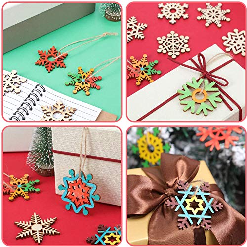 T-Antrix 50pcs DIY Wooden Snowflakes Unfinished Wood Ornaments Cutouts Christmas Wood Snowflake for Christmas Decoration Christmas Tree Hanging T-Antrix