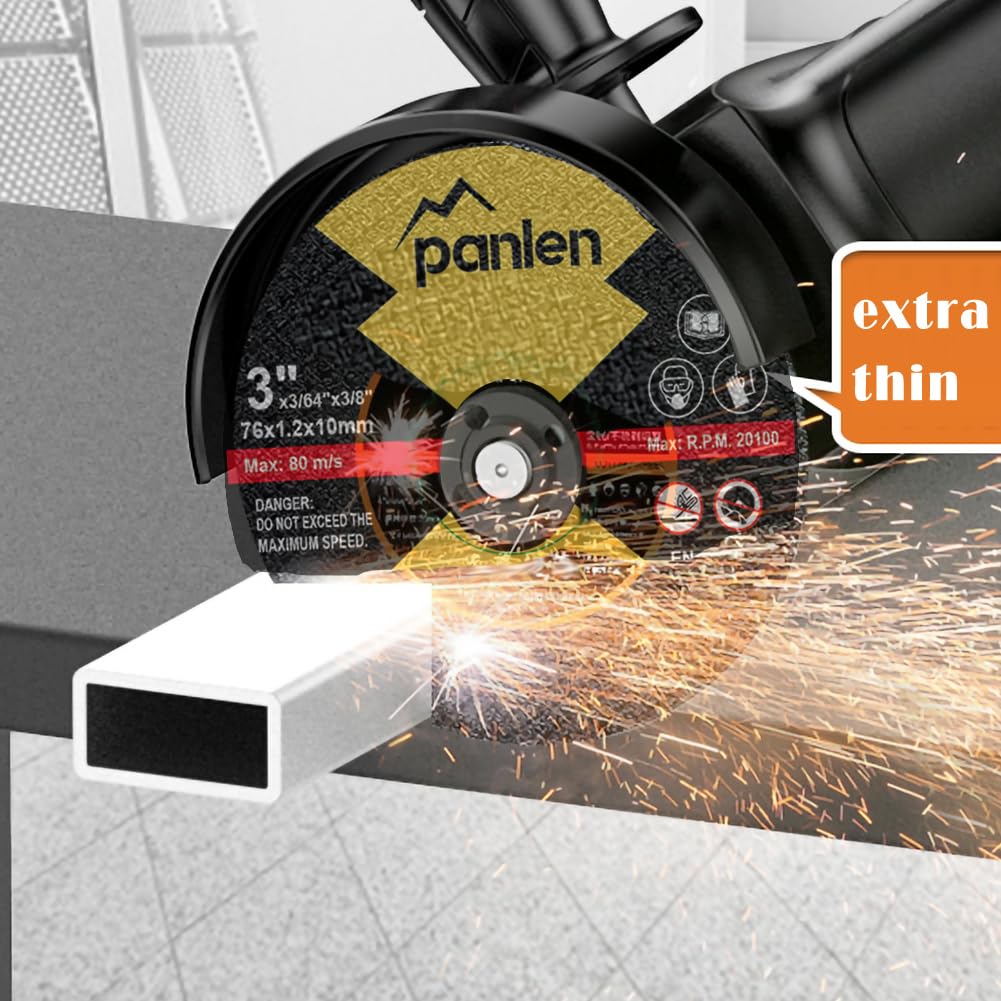 Panlen 25 PCS 3" x3/64x3/8 Cut Off Wheels for Metal, Thin Cutting Discs,Fits Any Angle Grinder or Power Air Tool panlen