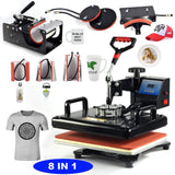 8 in 1 Heat Press Machine Digital Combo Heat Transfer Sublimation Print Machine T-Shirts/Mug/Plate/Cap/Cup Swing Away Heat Transfer Machine (8 in 1 MYSUB