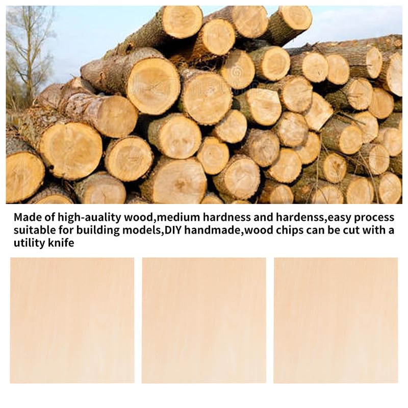 6 Pieces 1/8" x12" x 20" Craft Wood Basswood Sheets Thin Wood Slices Craft Project Board Unfinished Plywood for Laser Cutting DIY Wooden Plate Model FORACKS