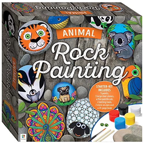 Hinkler Animal Rock Painting Box Set - DIY Rock Painting for Adults - Rocks, Brush, Paint Included - Mandala Stone Artist - Create Rock Artwork at