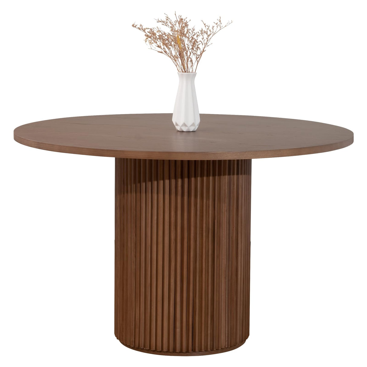 SIMTONAL Modern Dining Table Pedestal Dining Room Table Walnut for Kitchen, 47''L x 47''W x 29.9''H SIMTONAL