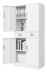 CMY Metal Storage Cabinet, 71" H x 32" W x 16" D Locking Storage Cabinet with Adjustable Shelves and 2 Drawers, Steel Storage Cabinet for Office, CMY