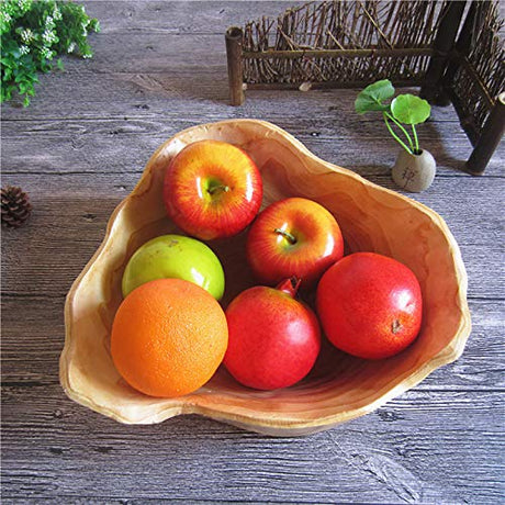 KIDYBELL Wood bowl(12"-14"),Handmade Natural Root Carving Bowl Fruit Salad Bowl Creative Wooden Bowl KIDYBELL