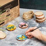 ARTEZA Natural Wood Slices, 45 Pieces, 2.4-2.8 Inch Diameter, 0.4 Inch Thickness, Round Pine Wood Discs with Bark for Crafts, Christmas Ornaments, ARTEZA