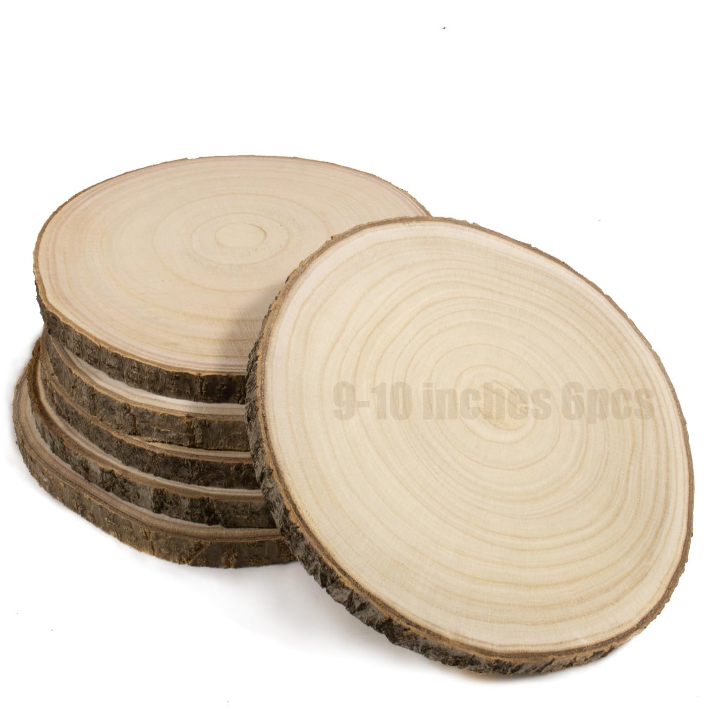 6 Pieces Wood Slice, Unfinished Wood Cutout, Centerpiece Wood, 9-10 Inch - WoodArtSupply