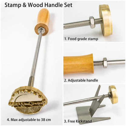 KRAMLON Custom Food Branding Iron Stamp for Burgers & Steaks with Wood Handle (2 inches) - WoodArtSupply