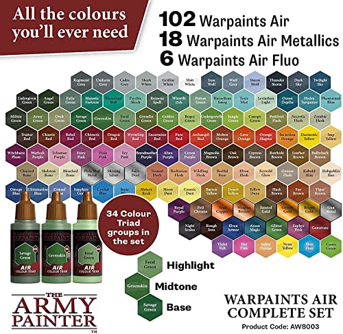 The Army Painter Complete Airbrush Paint Set and Airbrush Thinner - Air Brush Painting Set, Airbrush Painting Supplies, Warpaints Air Brush Paint The Army Painter
