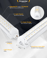 Ensenior 6 Pack 4 FT Led Shop Lights, 6000K Clear White, 5000LM Super Bright, 36W Equivalency 468W, Commercial Bay Lighting, U-Shaped Linkable Shop Ensenior