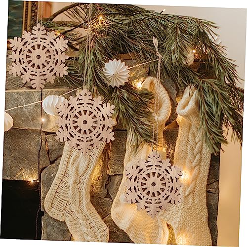 ABOOFAN 50 pcs Double Decorative Wood Chips Unfinished Wooden Embellishments DIY Wreath Pendant Xmas Wood Slices Christmas Decor Unfinished Cutouts
