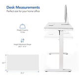 SANODESK Standing Desk with Drawer, Electric Height Adjustable Home Office Desk with Storage & USB Ports, 48 inch White Wood Tabletop/White Frame SANODESK