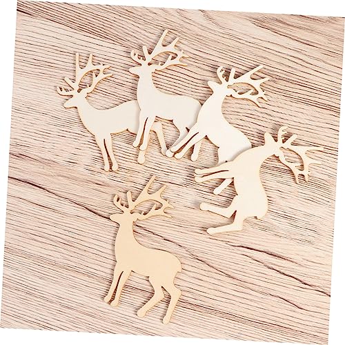 BESTOYARD 30 Pcs Deer Wood Piece Unfinished Wood Reindeer Wood Cutout Slices Elk Wood Cutout Hanging Elk Decorations Xmas Tree Ornament Christmas