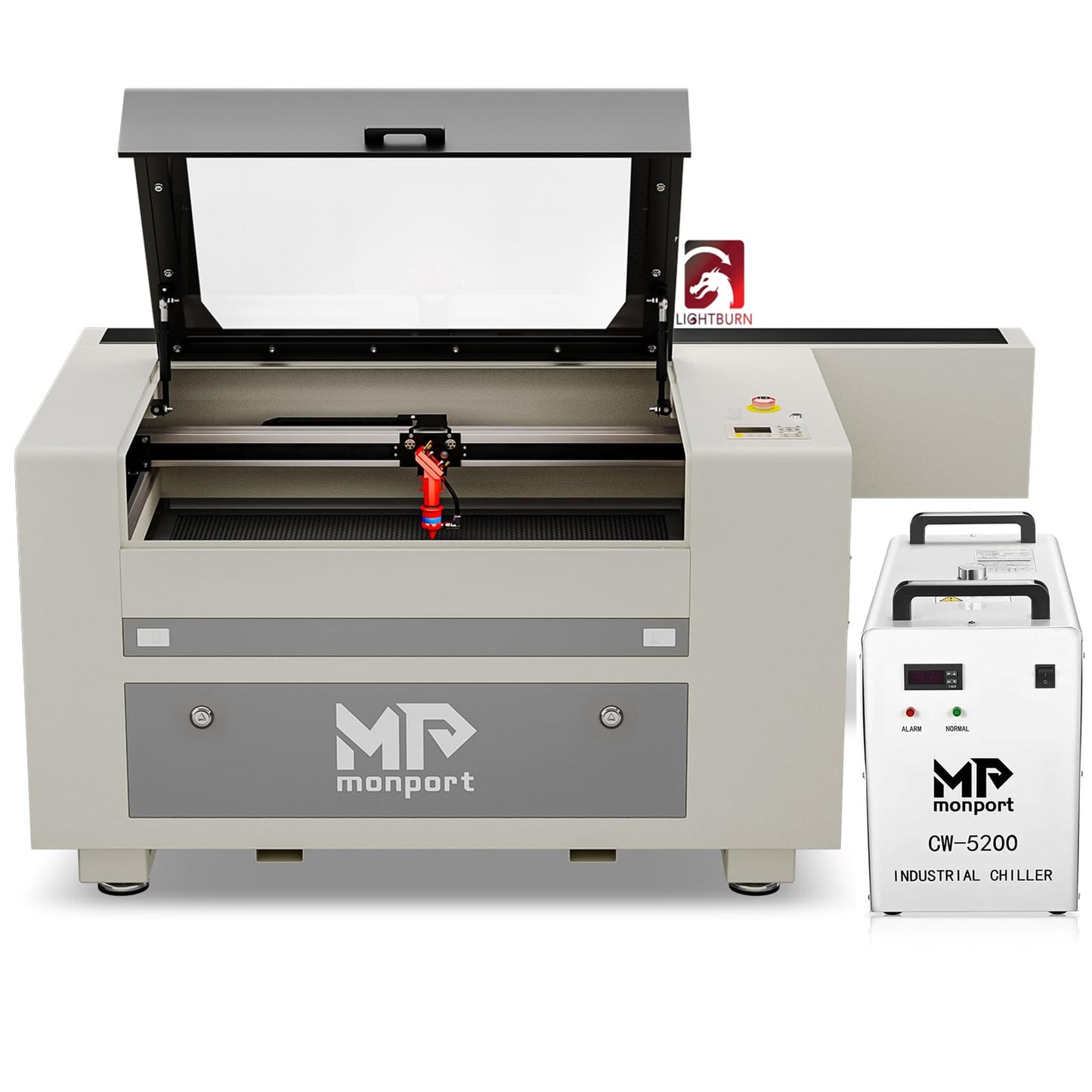 Monport 80W CO2 Laser Engraver＆Water Chiller with Lightburn,16"x24" Laser Engraving Cutting Machine with Autofocus 2 Way Pass Air Assist Commercial - WoodArtSupply