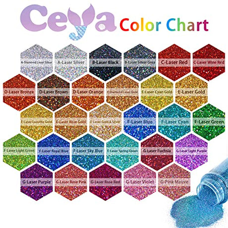 Ceya 3.5oz/ 100g Holographic Ultra Fine Glitter Powder Laser Black Glitter 1/128” 0.008” 0.2mm for Slime Epoxy Resin Craft Tumbler Jewelry Nail Art ceya