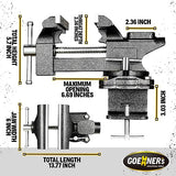 6-Inch Bench Vise, Vice for Workbench with Heavy Duty Forged Steel Construction, Built-in Pipe Jaw and Swivel Base, Table Vise for Woodworking, Home Kitvance