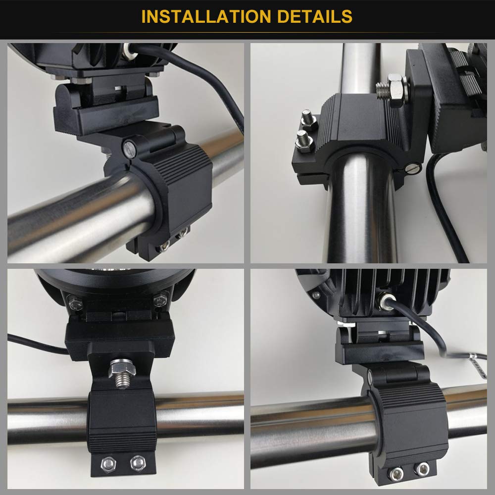 Audak 1 Pair Aluminum Mounting Bracket Kit Tube Clamp for 1.125 1.25 1.375 1.5 Inch Bullbar Roof Rack Roll Cage Horizontal Bar (1.1 to 1.5 Inch Audak