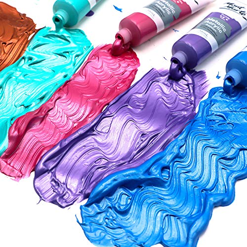 MONT MARTE Premium Metallic Acrylic Paint Set, 8 x 1.02oz (36ml) Tubes, 8 Colors, Suitable for Most Surfaces Including Canvas, Card, Paper and Wood MONT MARTE
