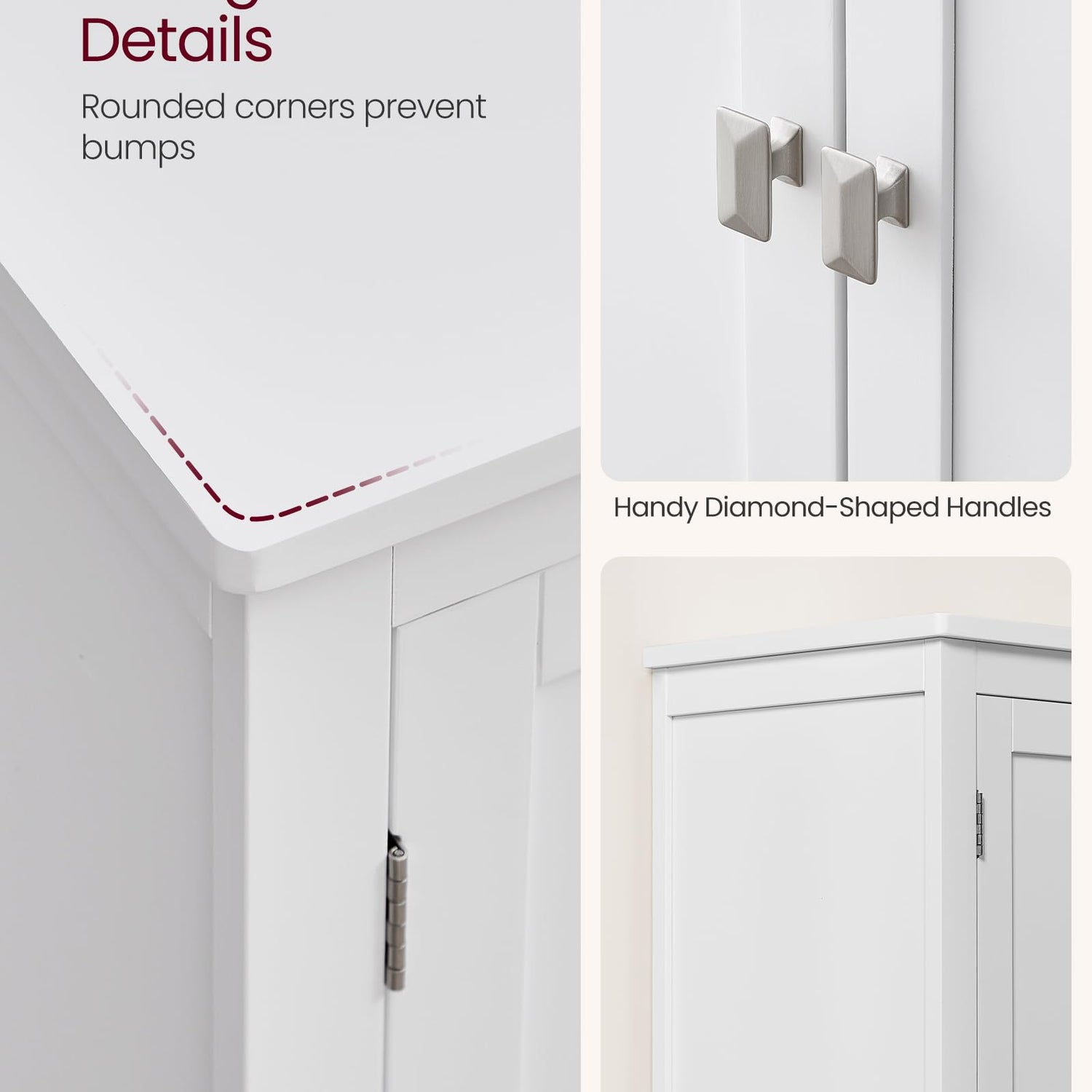 VASAGLE Bathroom Floor Storage Cabinet, Bathroom Storage Unit, Freestanding Cabinet with 4 Doors, Adjustable Shelves, 11.8 x 23.6 x 43.3 Inches, VASAGLE