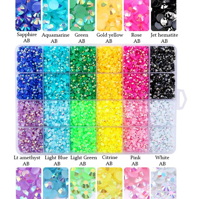 Sunfairy 24000Pc 4mm Nail Art Rhinestones Mixed Colors Round Gemstone Glitter Crystal Nail Flat Jelly Rhinestones Shiny Colorful Nail Stone Gems - WoodArtSupply